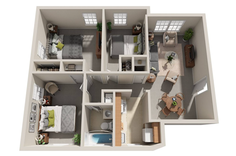 3 bed 2 bath A at Highland Ridge Apartments, Capitol Heights, Maryland